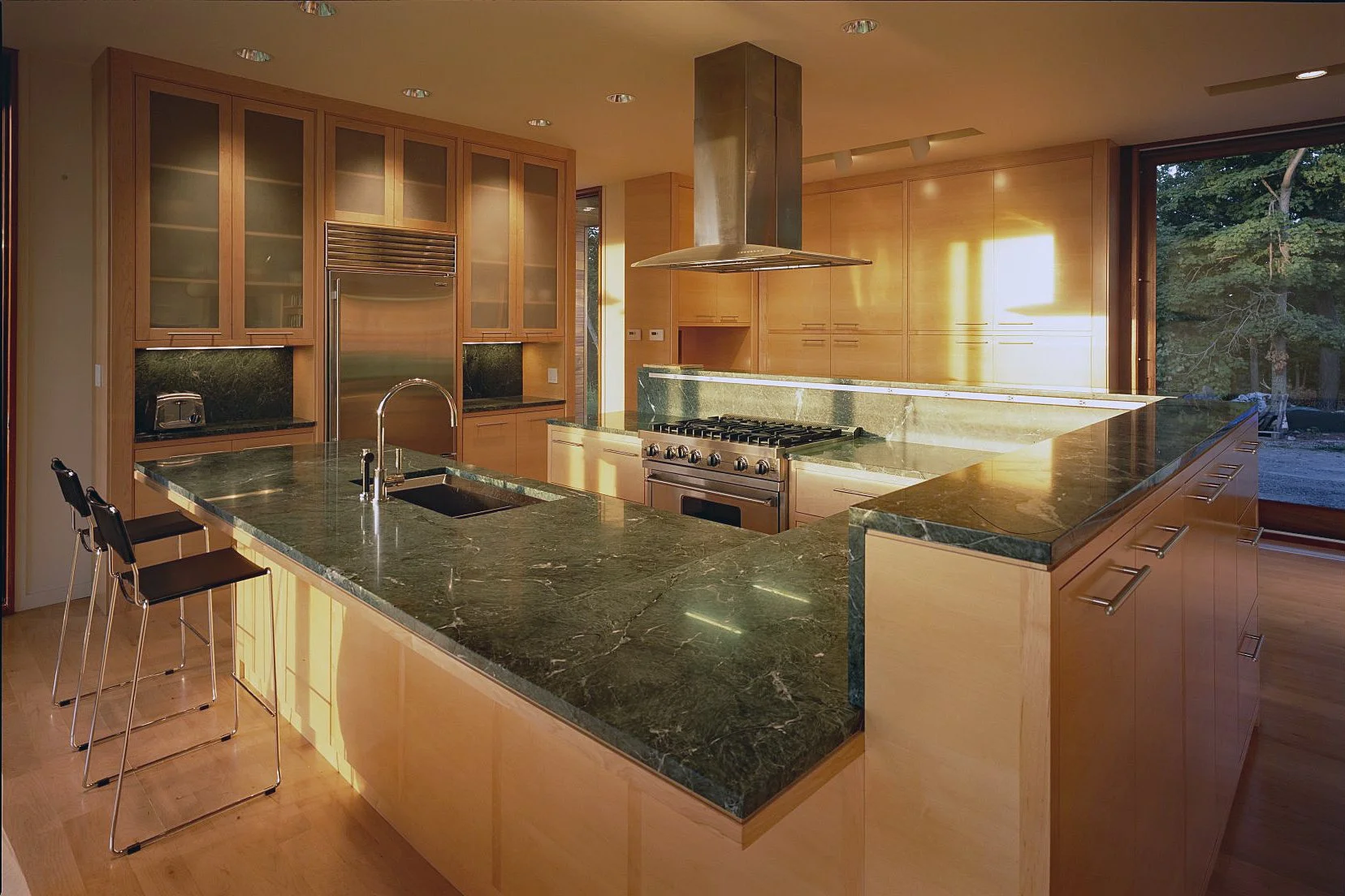 "Singer-Reichl" Interior-Kitchen Cabinetry -  Flitch Matched Maple Veneer and Maple with Granite Counters 