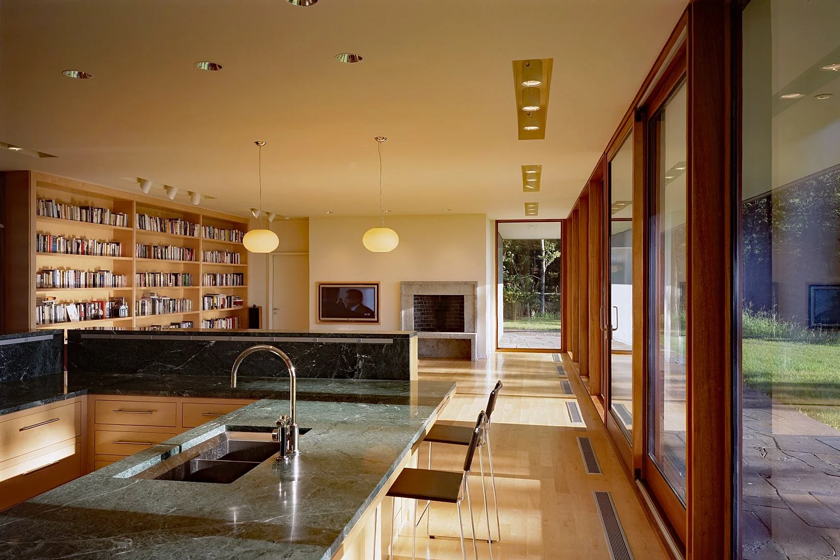 "Singer-Reichl" Interior-Kitchen Cabinetry -  Flitch Matched Maple Veneer and Maple with Granite Counters 