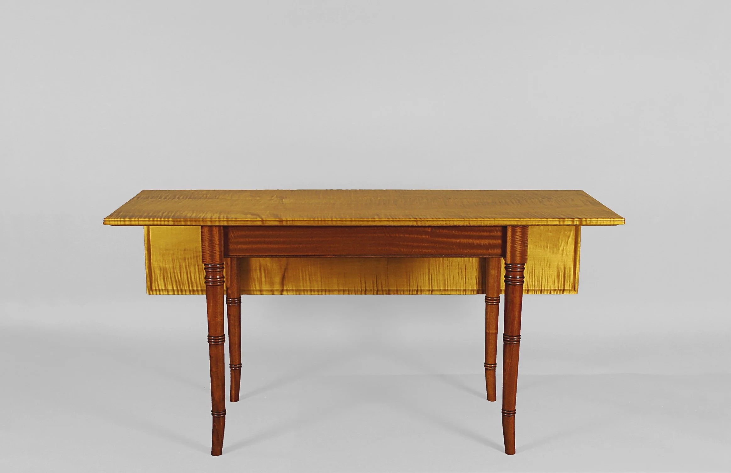 "Lanoue" Drop Leaf Table - African Mahogany &amp; Tiger Maple