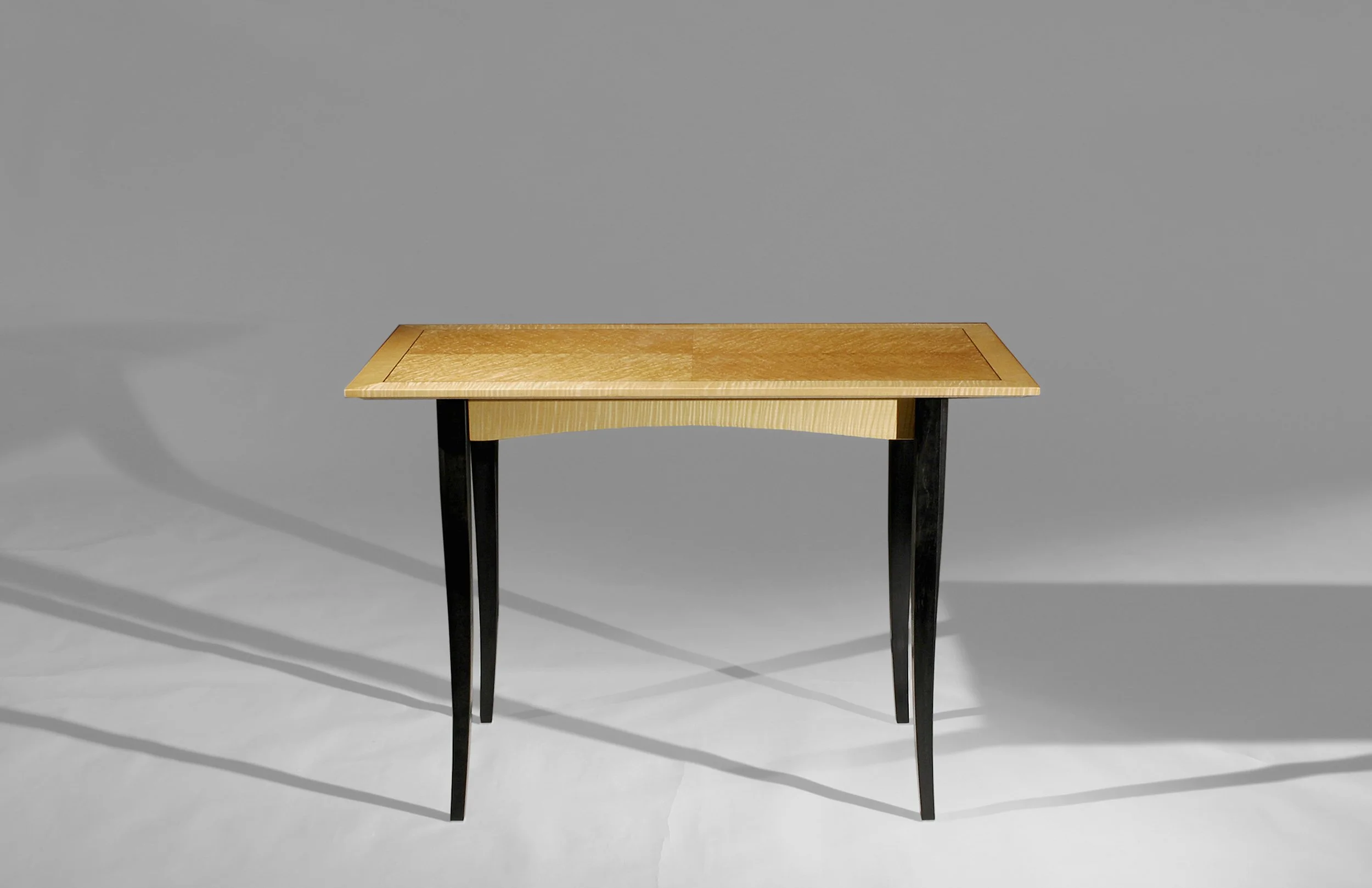 "Stockbridge" Desk with Pencil Drawer - Flamed Maple Veneer, Curly Maple &amp; Ebonized Maple