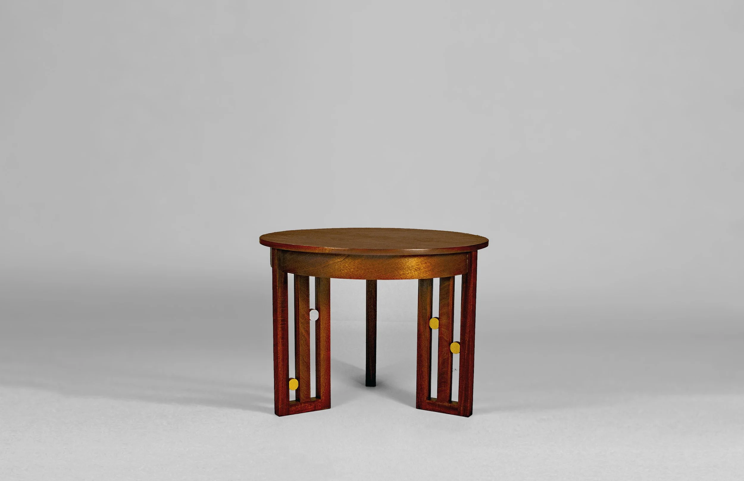 Lloyd Side Table - Mahogany &amp;  Gold Gilded Discs