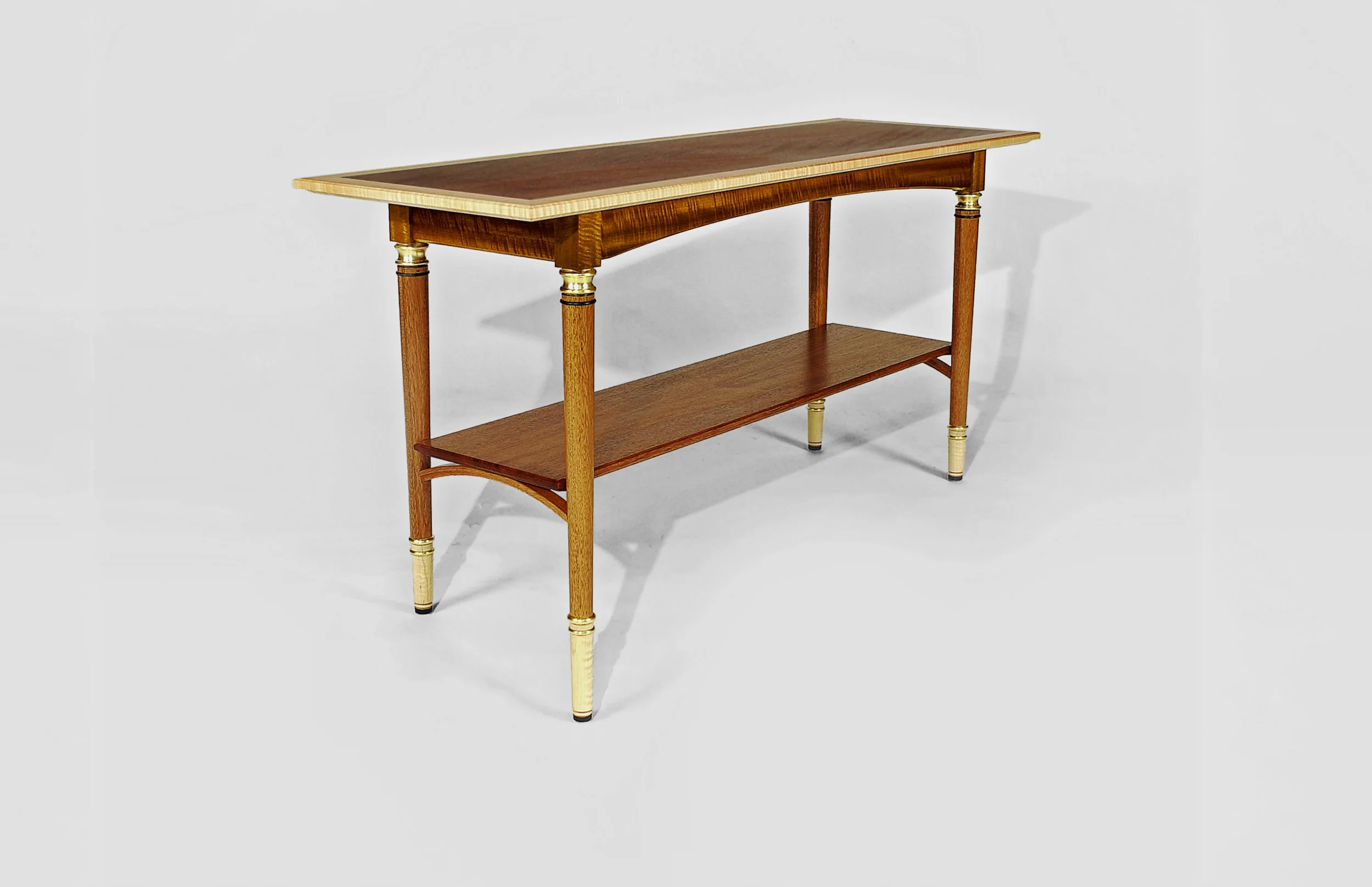 "Penny's"  Window Table - Figured Mahogany, Curly Maple, Ebony &amp; Gold Leaf