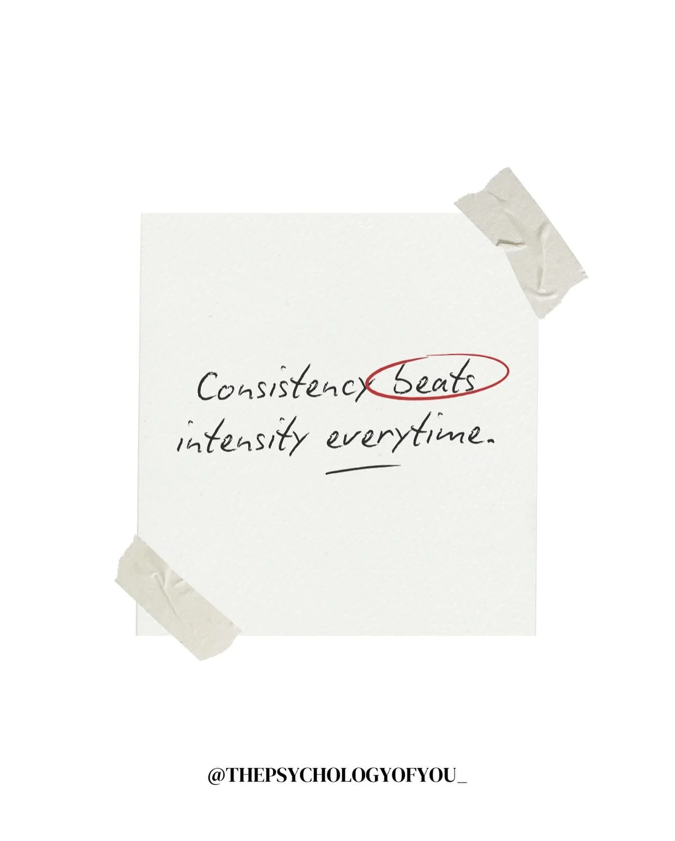 Consistency beats intensity, every time.
Small steps. Repeated. That&rsquo;s where change lives. 

#ConsistencyOverIntensity #PsychologyOfChange #TherapyInsights #MentalHealthAwareness #SelfGrowthJourney #HealingInProgress #ProgressNotPerfection #Emo