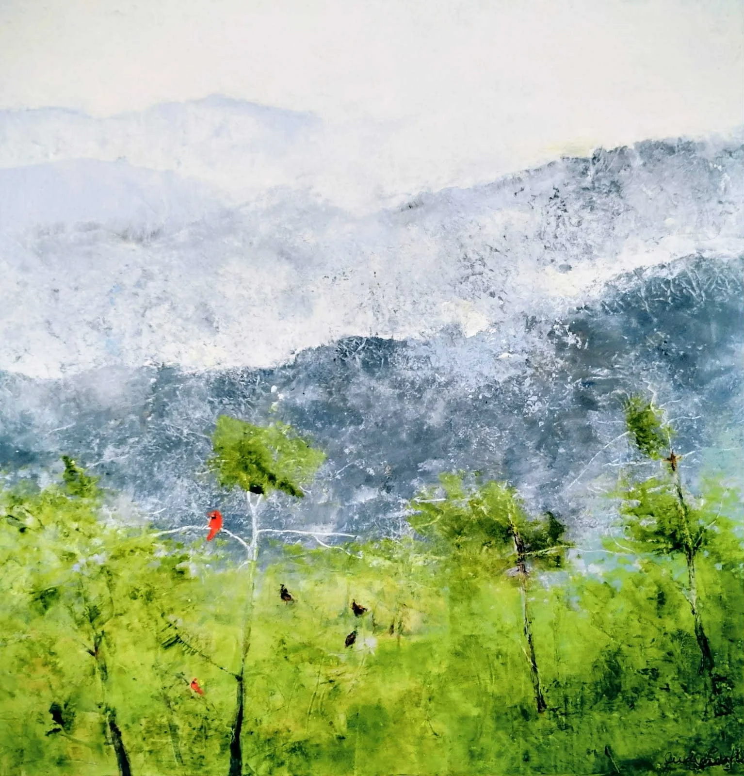 Spring~ oil and Cold Wax painting