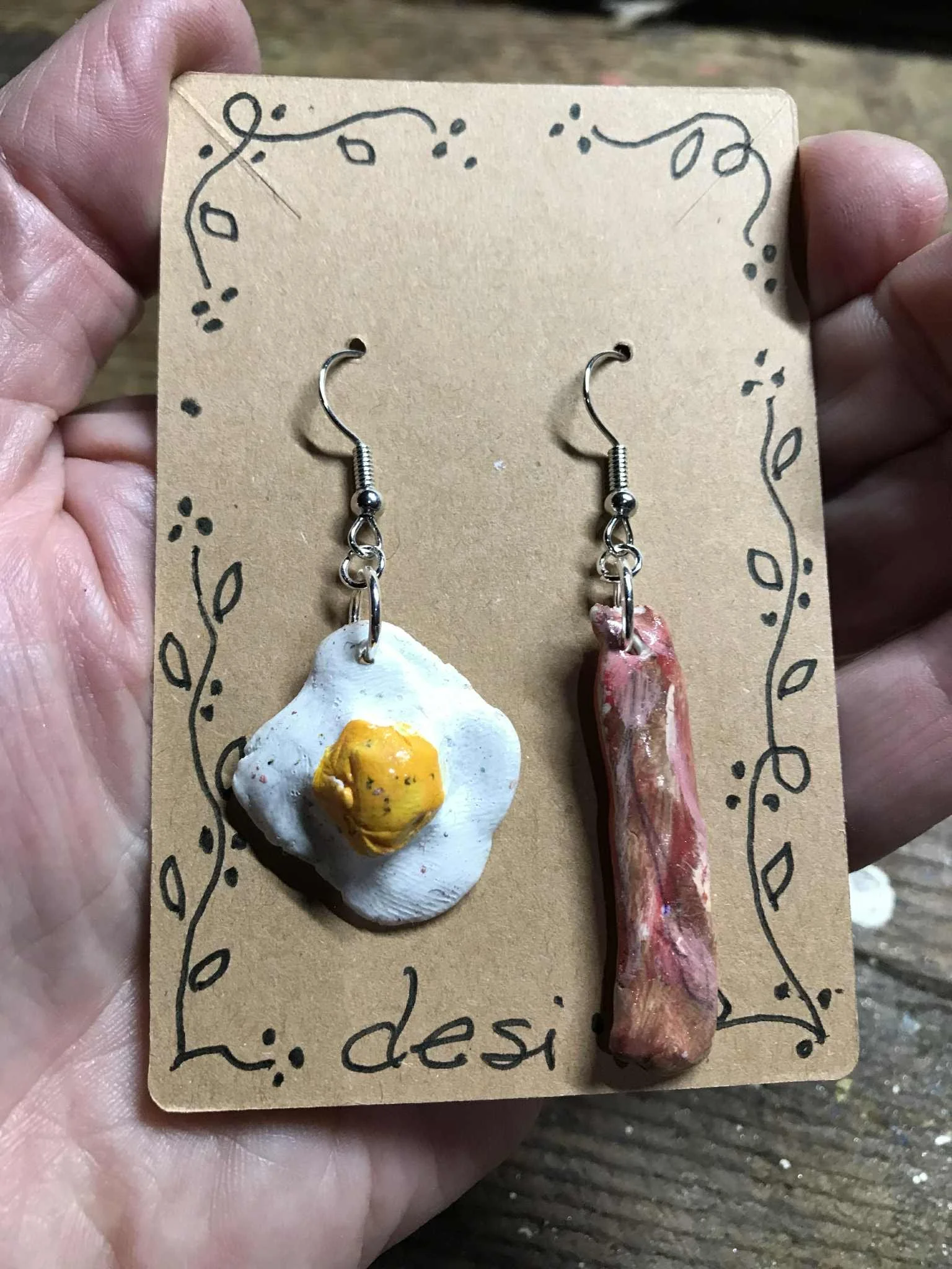 Bacon and Egg Earrings