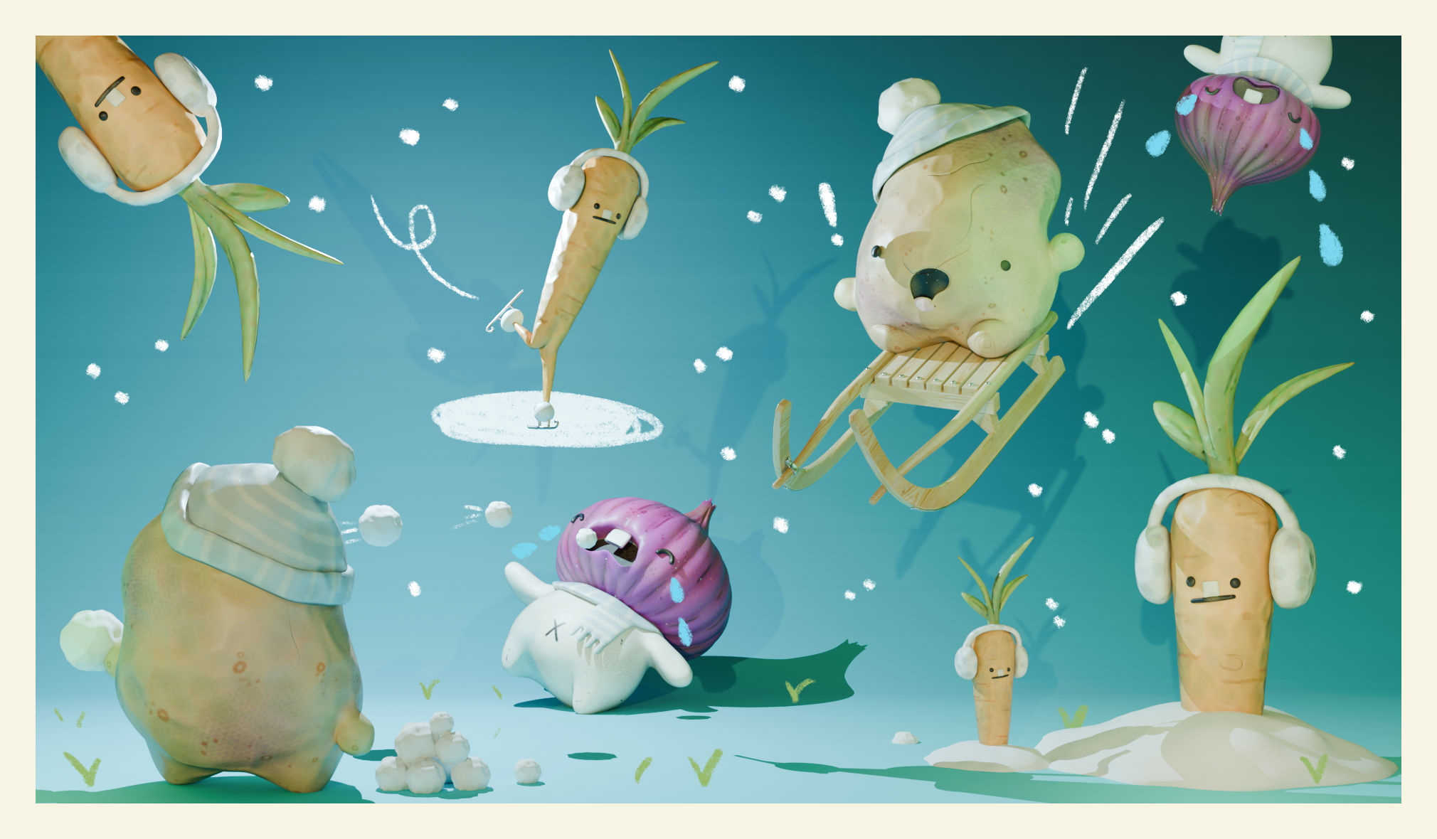 Winter Pikaboo Characters