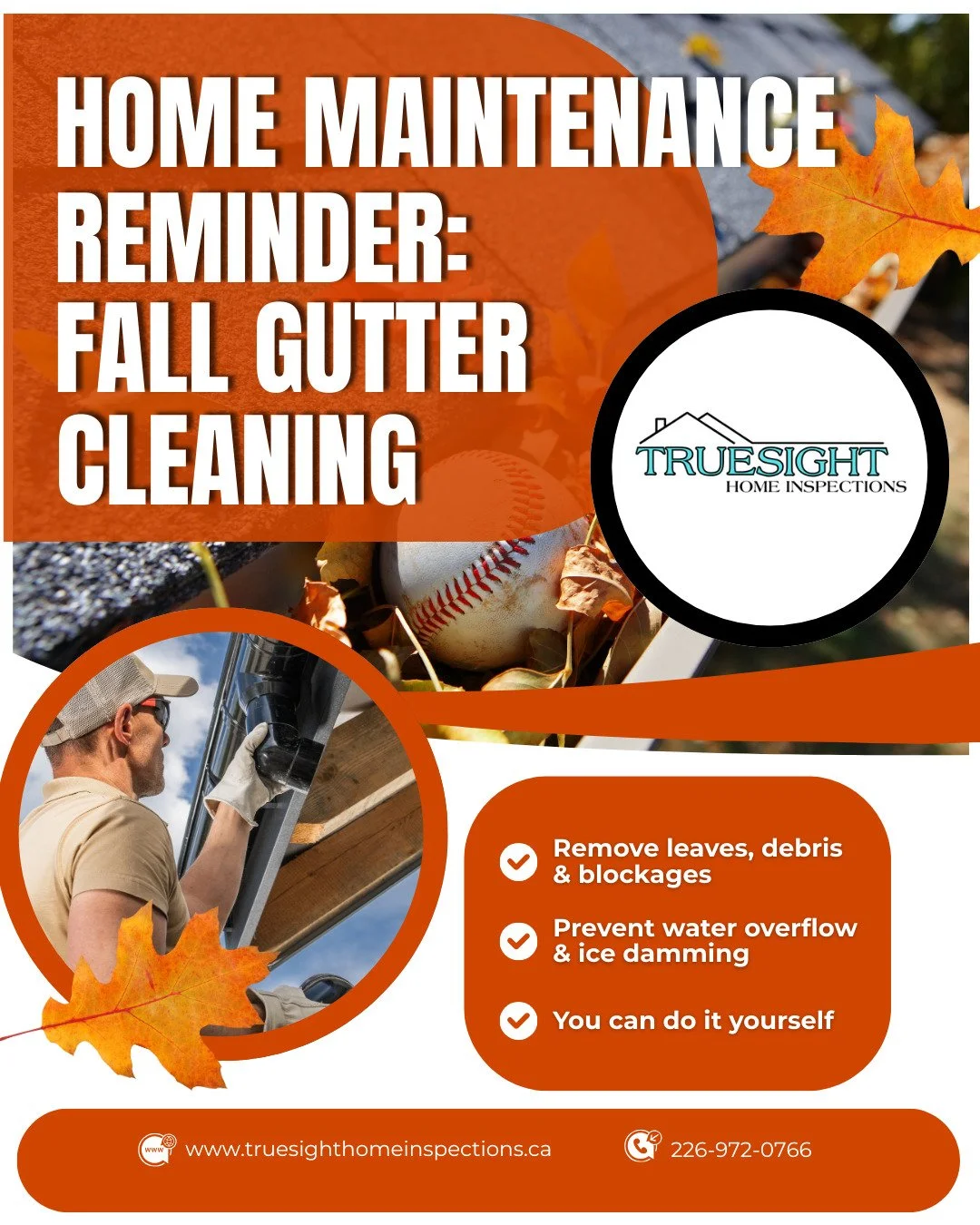 #TrueSightHomeInspections #HomeInspectionExperts #OntarioHomes #HomeCareMadeEasy #HomeMaintenance #FallHomeTips #HouseCare #SeasonalMaintenance #FallMaintenance #AutumnHomeCare #FallChecklist #LeafCleanup #WinterPrep