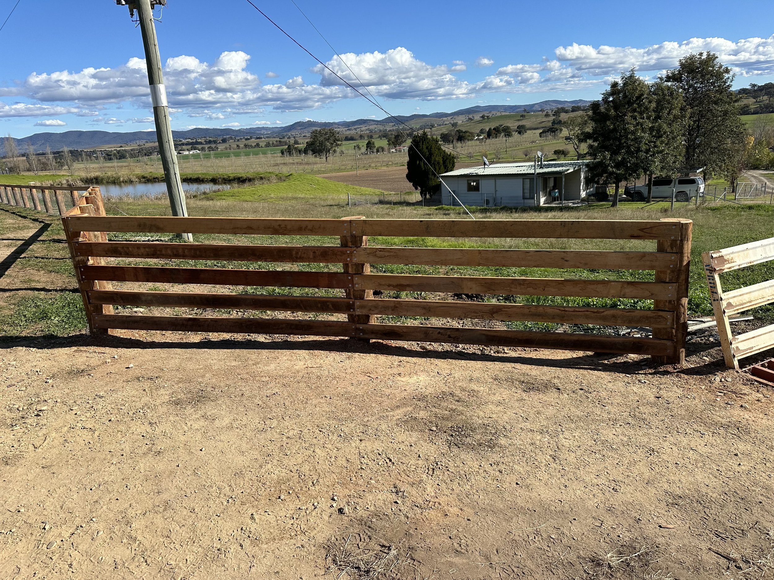 Timber post and rail fencing