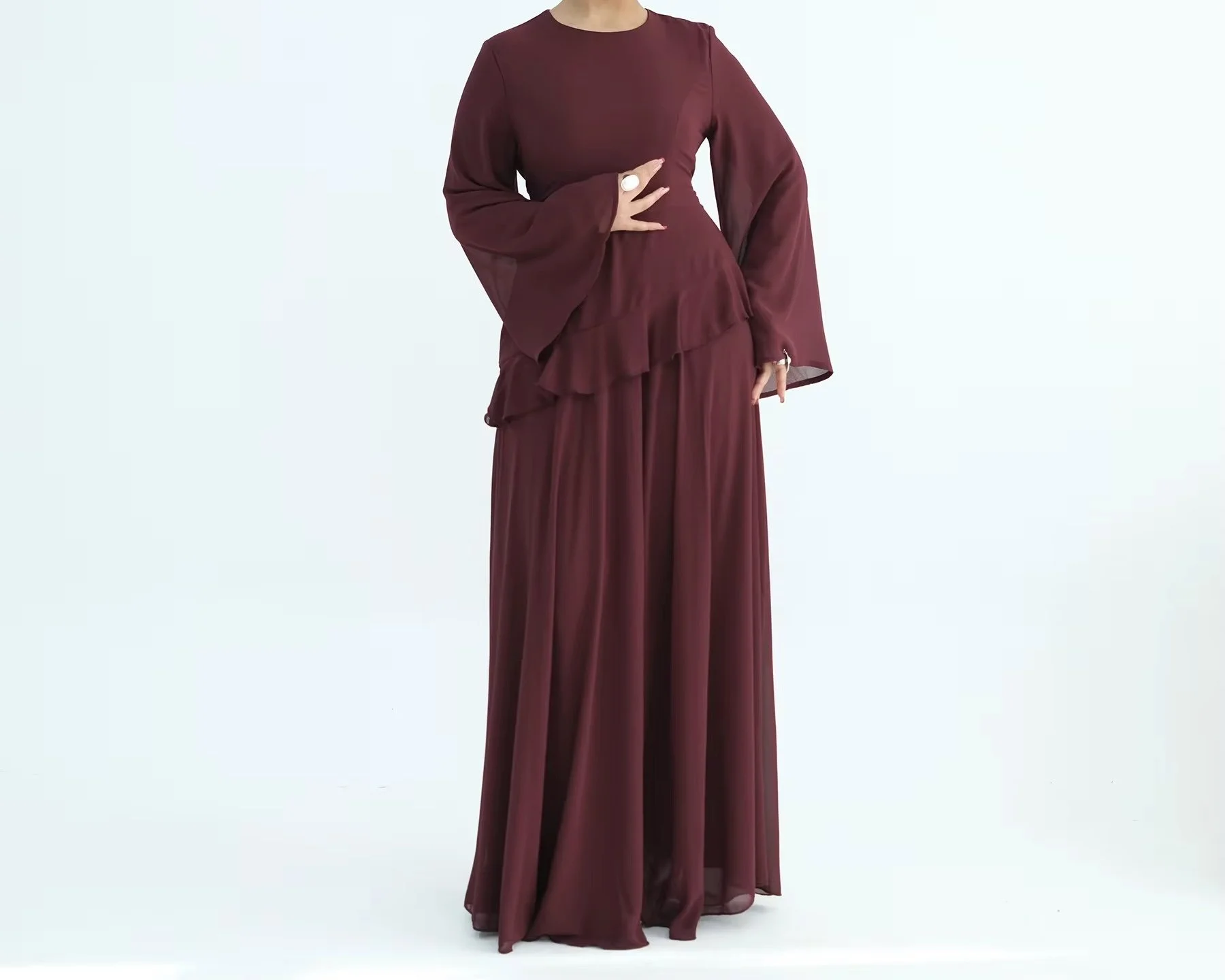 ‍ Elegant Chiffon Ruffle Dress