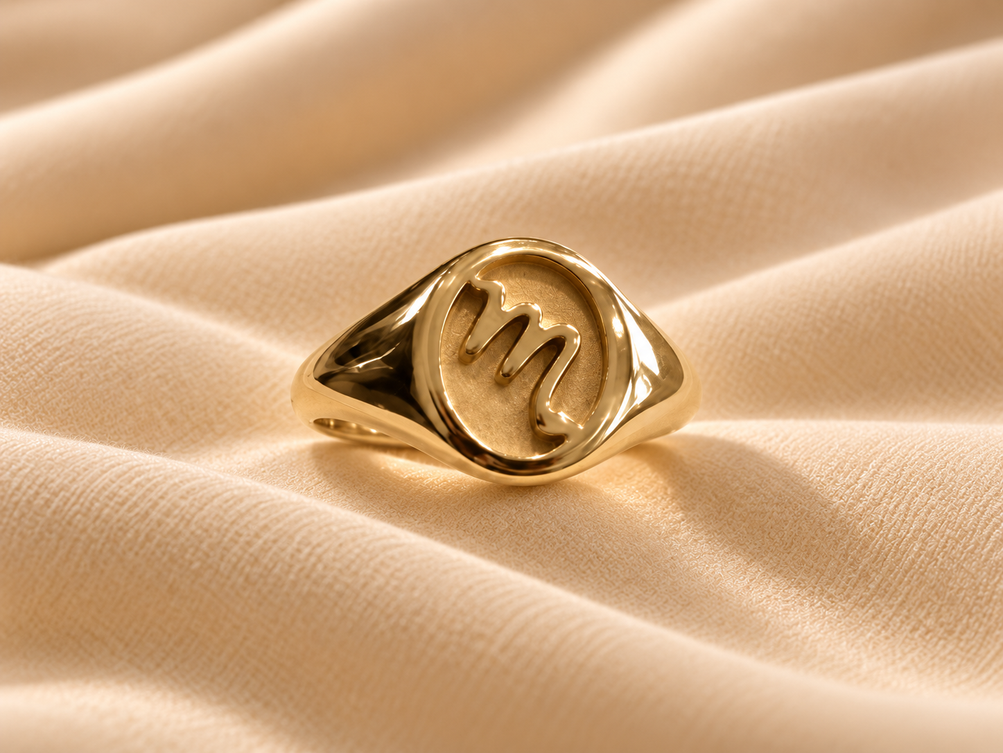 14K "Micro Signet" Scorpio Ring