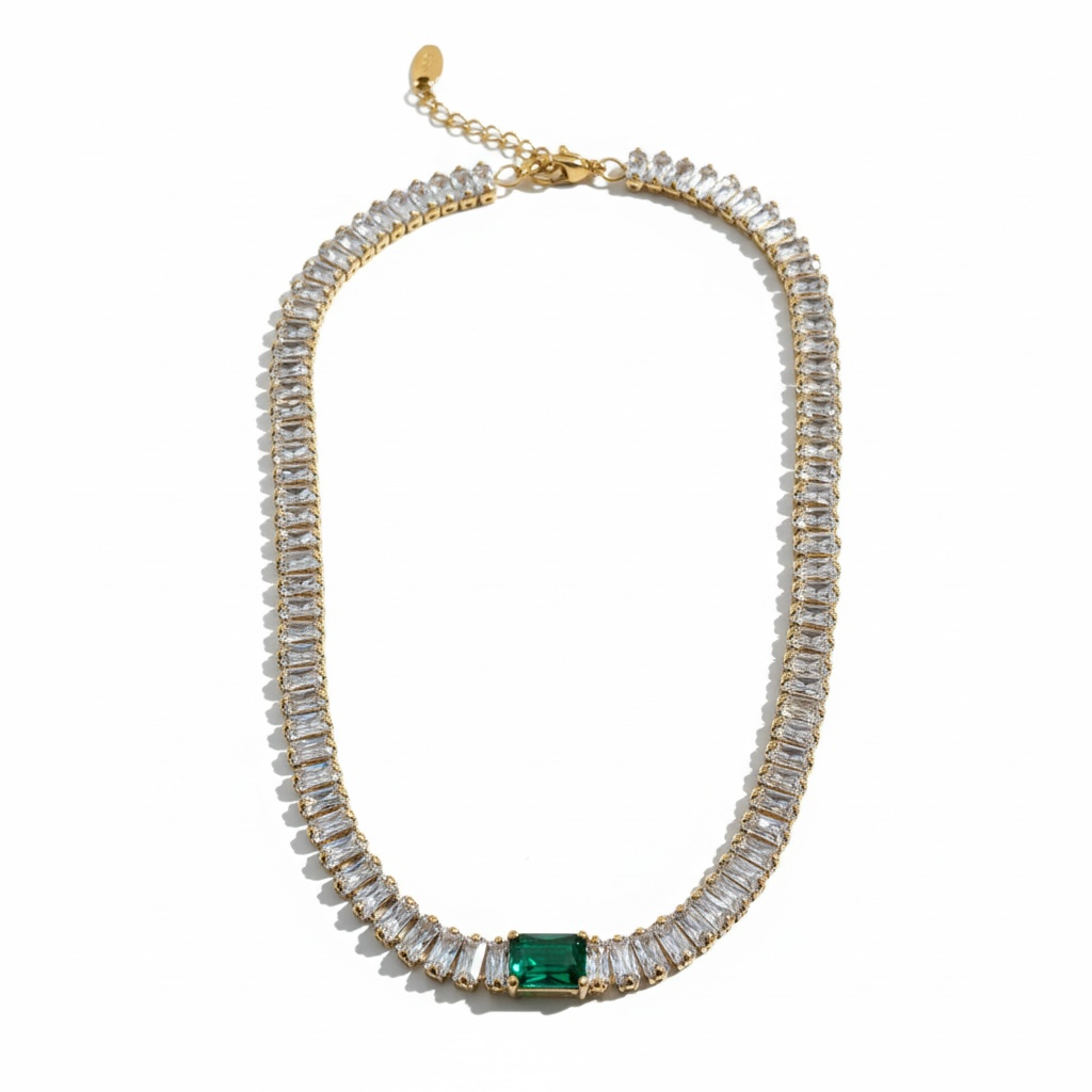Emerald Tennis Necklace in Gold