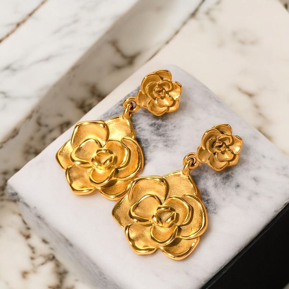 Golden Rose Earrings