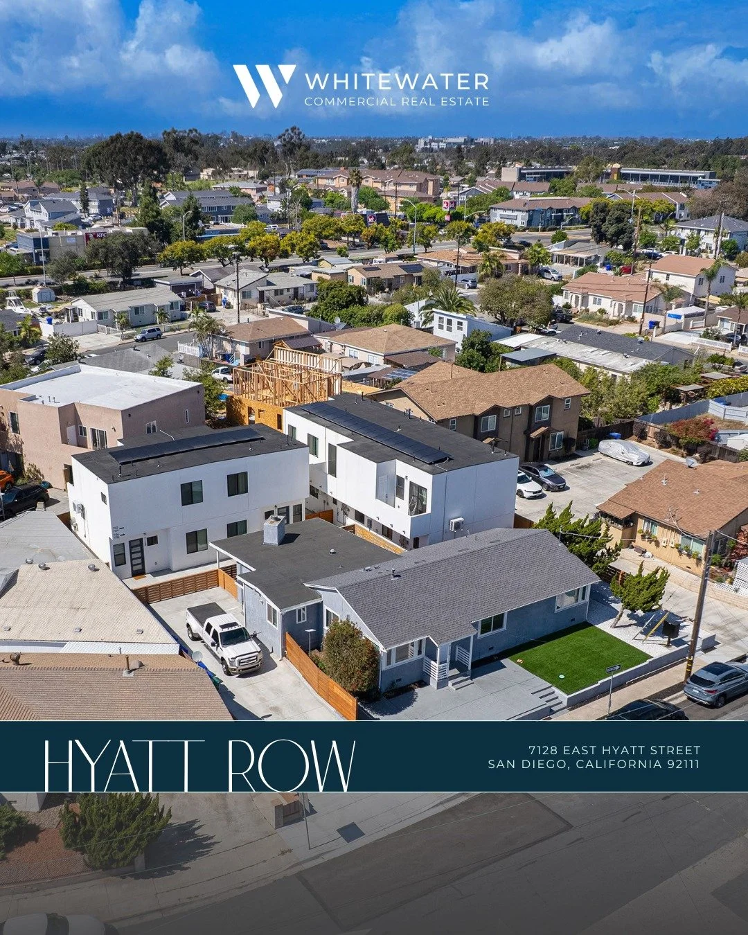 Whitewater Commercial Real Estate is pleased to present Hyatt Row &mdash; a newly constructed, fully stabilized six- unit townhome community located in the desirable Linda Vista neighborhood!

Unit Mix:
(3) 2-Bedroom / 2-Bathroom 
(2) 3-Bedroom / 2-B