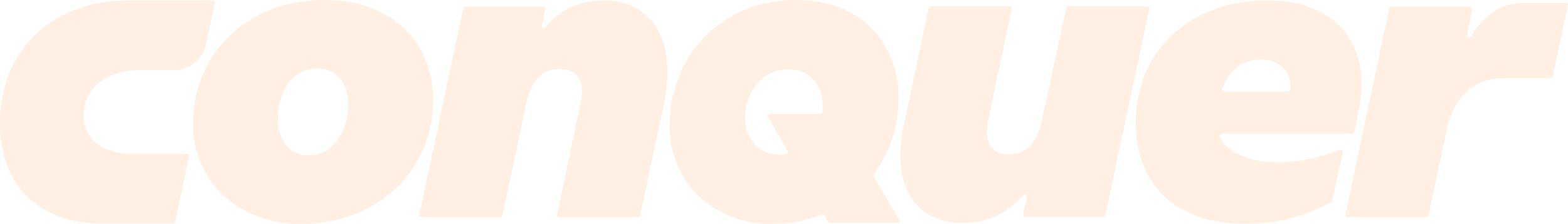 Close-up view of the word 'CONQUER' in large, bold, beige-colored letters on a black background.