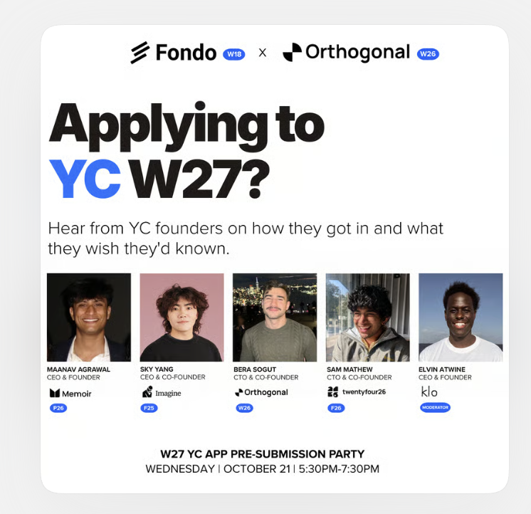 W27 YC App Pre-Submission Party