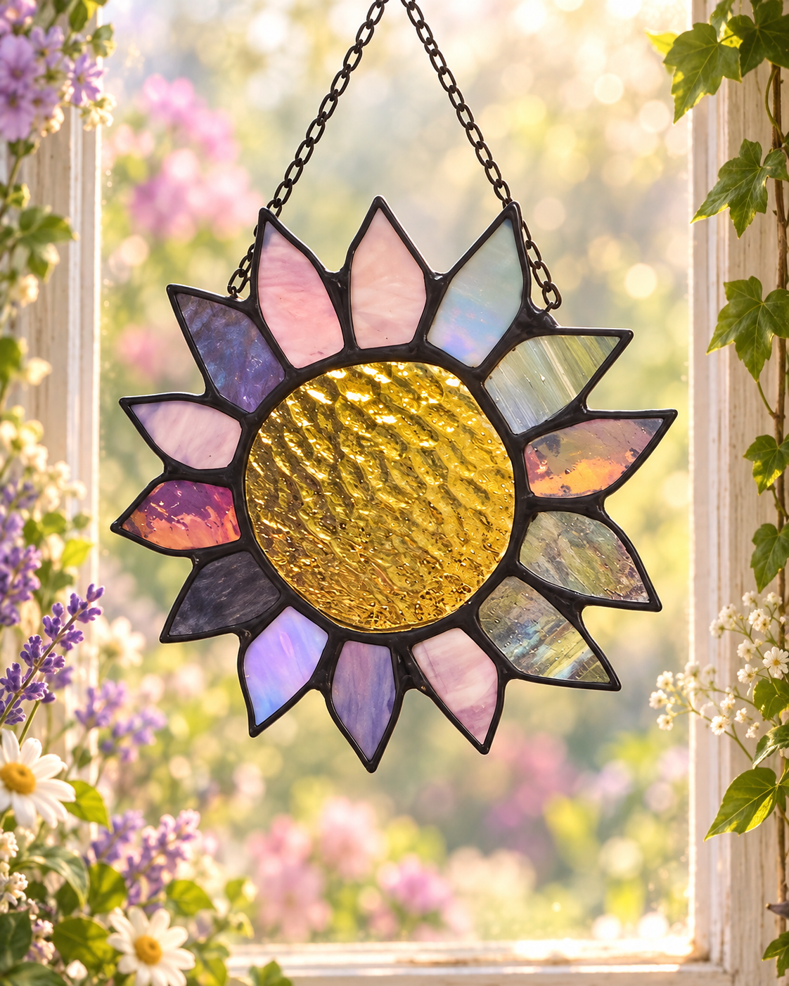 Sunflower Stained Glass Suncatcher