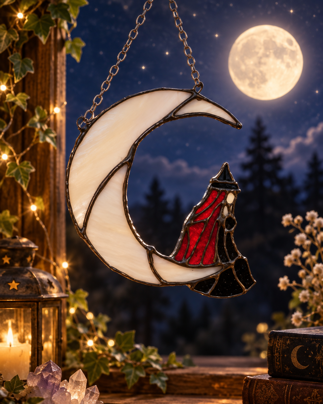 Witch on the Moon Suncatcher