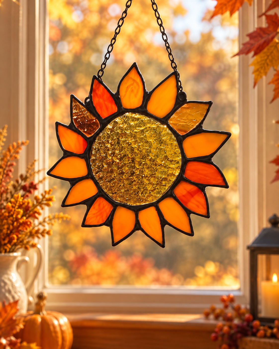 Sunflower Stained Glass Suncatcher