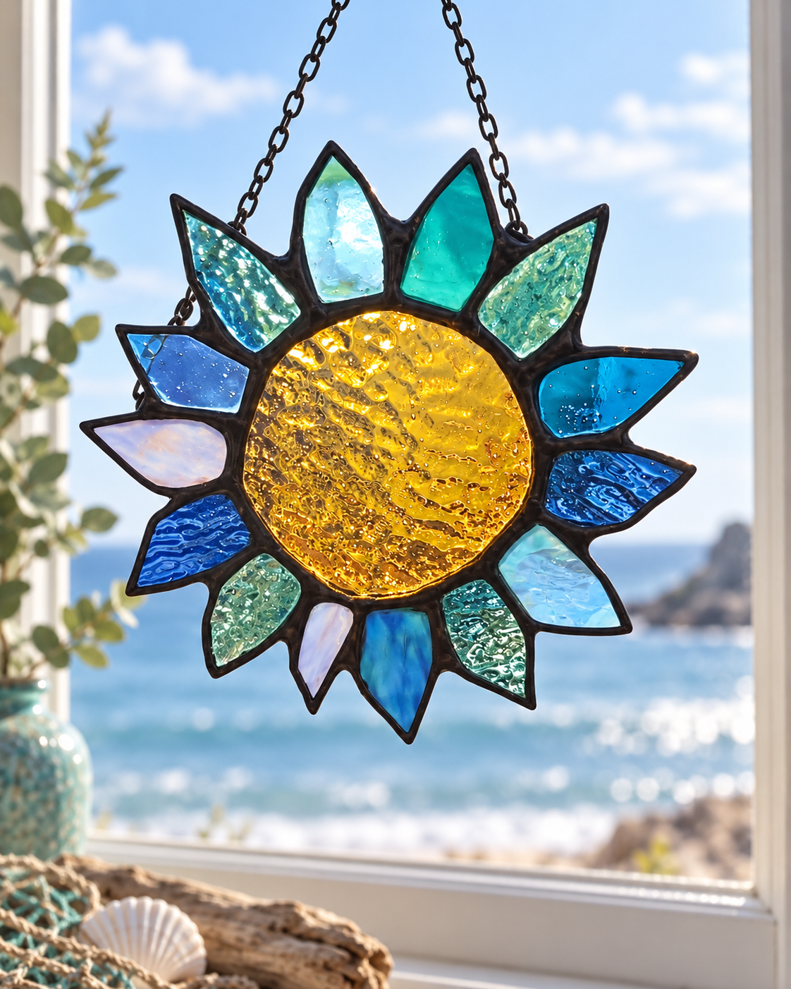 Sunflower Stained Glass Suncatcher