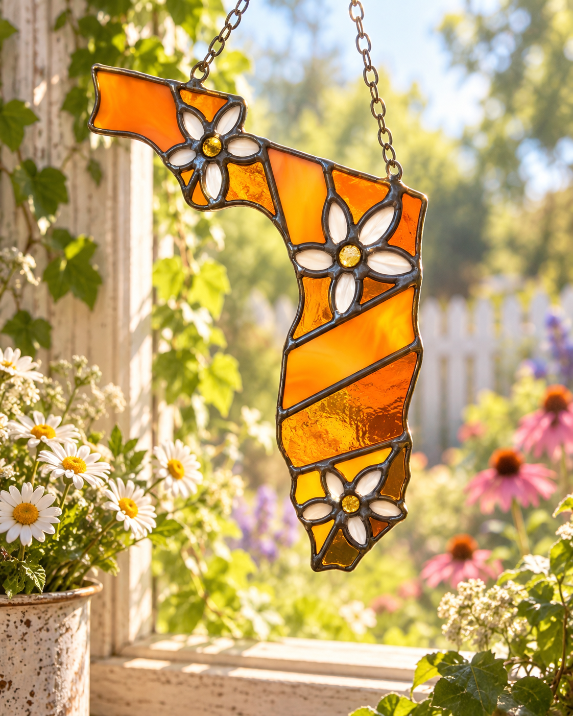Florida State/Flower Stained Glass Suncatcher