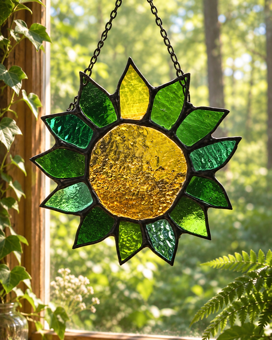 Sunflower Stained Glass Suncatcher