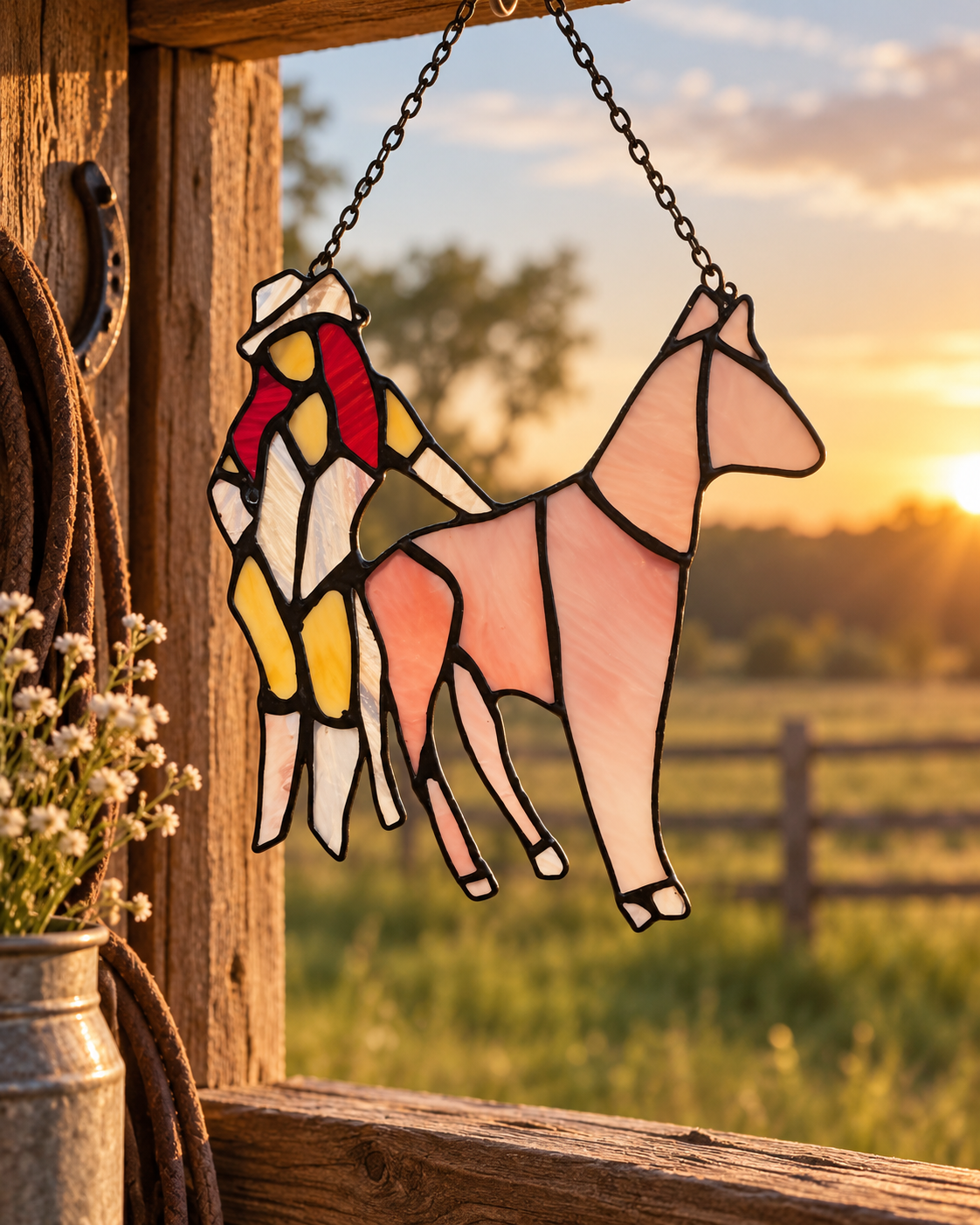 Pink Pony Cowgirl Suncatcher