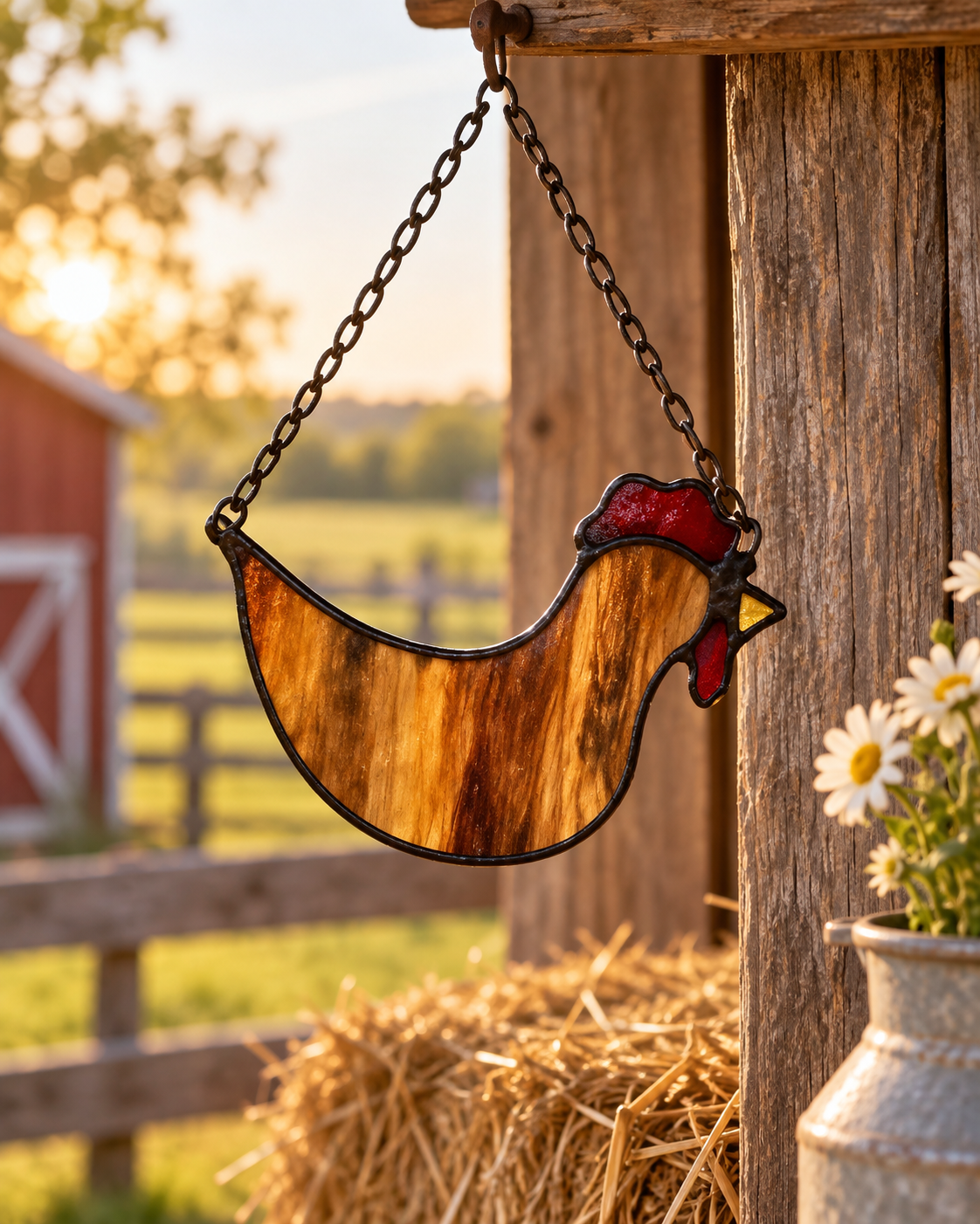 Stained Glass Chicken Suncatcher