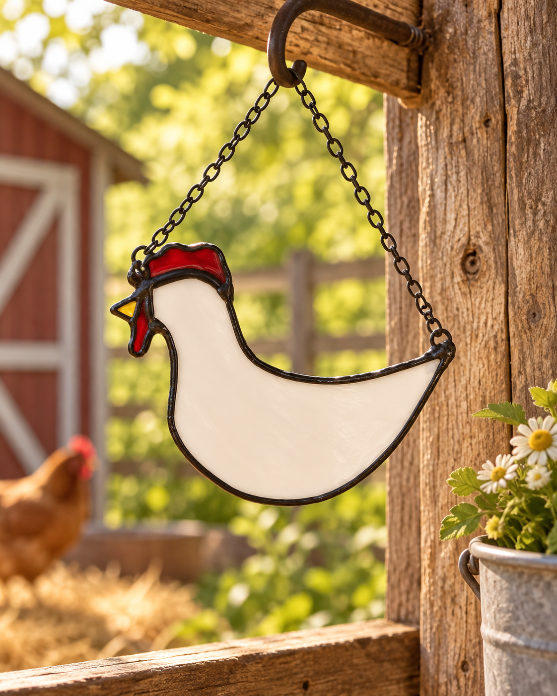 Stained Glass Chicken Suncatcher