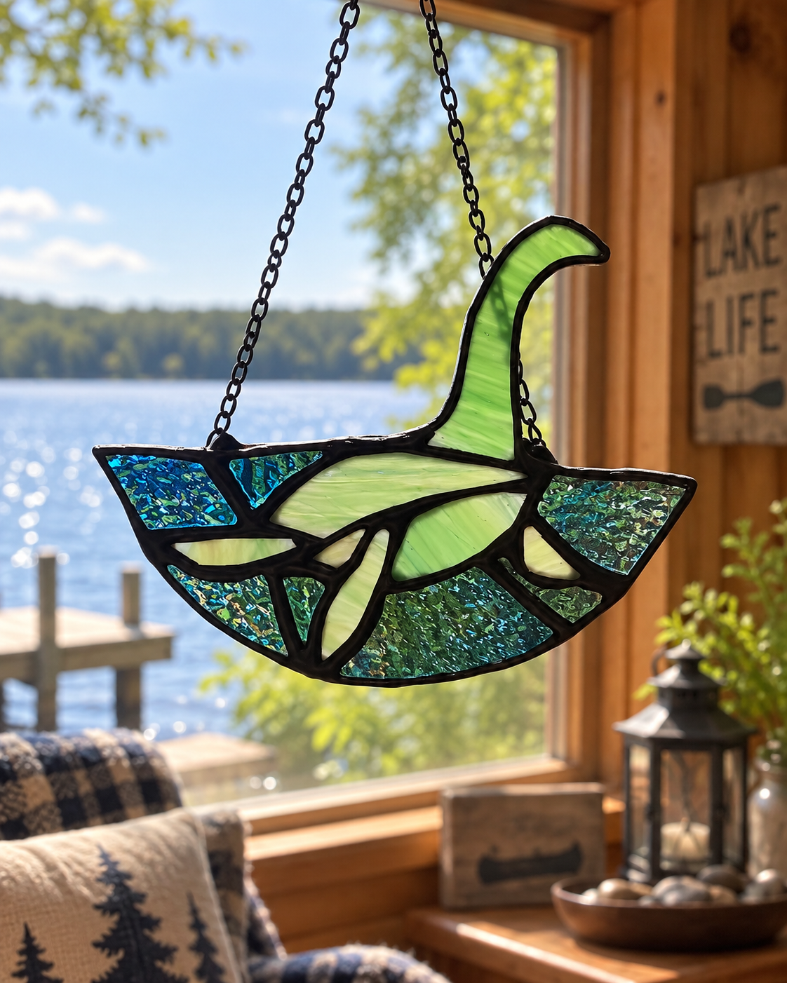 Loch Ness Monster Stained Glass Suncatcher