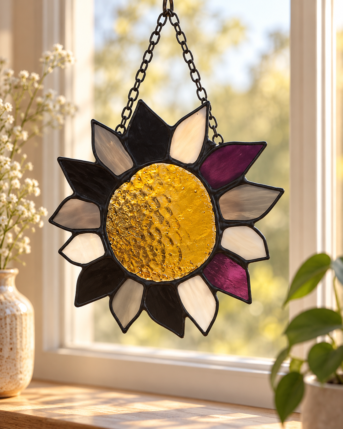 Sunflower Stained Glass Suncatcher