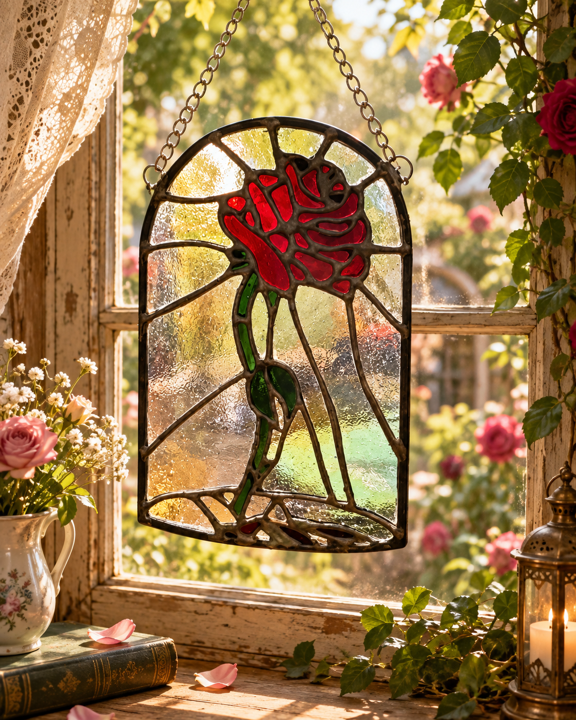 Rose in Cloche Suncatcher