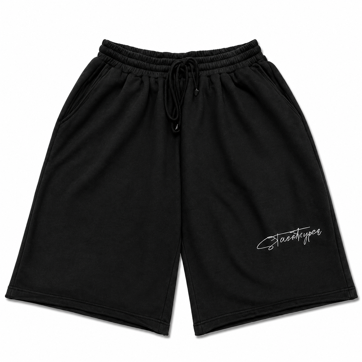 “AGAINST THE GRAIN” SWEAT SHORTS - BLACK