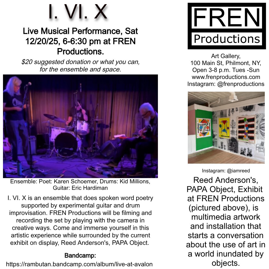 I. VI. X, Live Musical Performance, Sat 12/20/26, 6-6:30pm