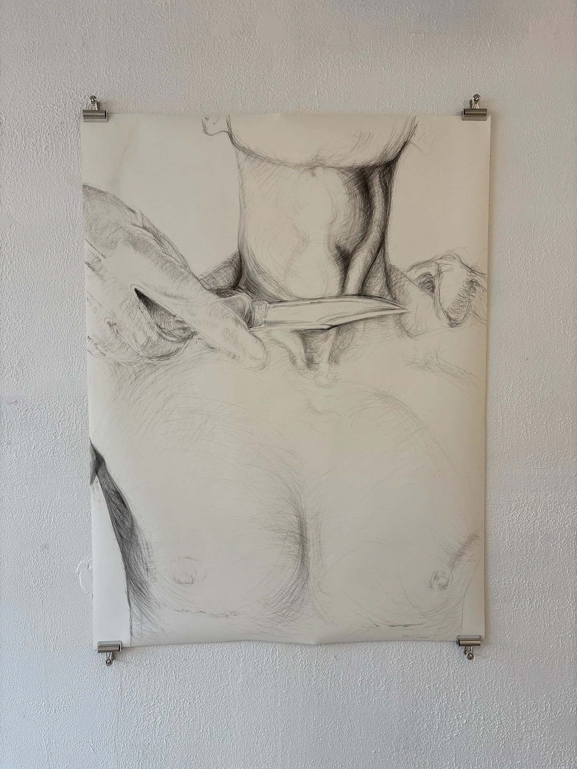 Johnny Mustang, The Edge, Charcoal on Paper, 64 x 48