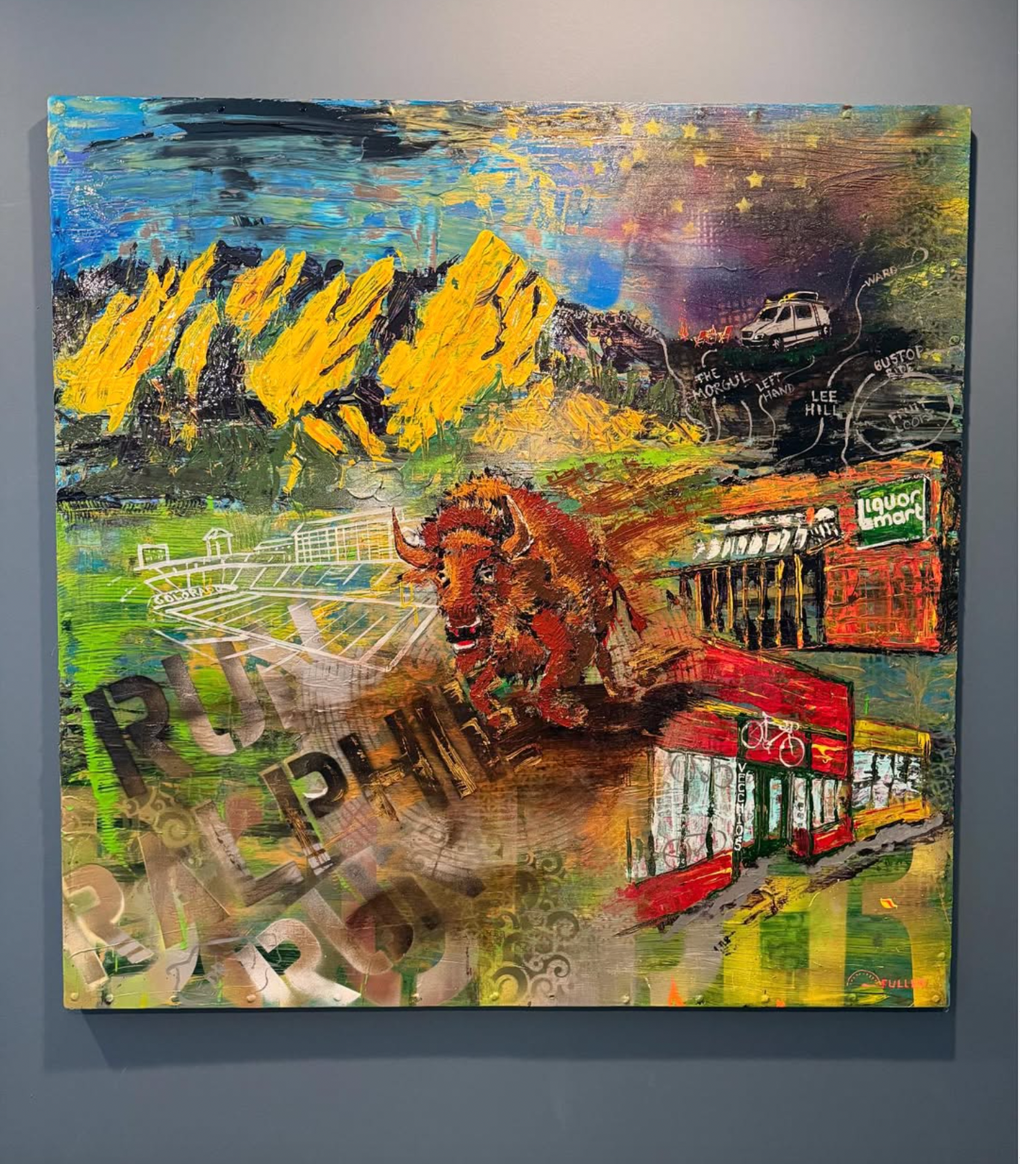 Boulder Days - 3' x 3' Mixed Media on Crafted Metal Canvas 

SOLD COMMISSION