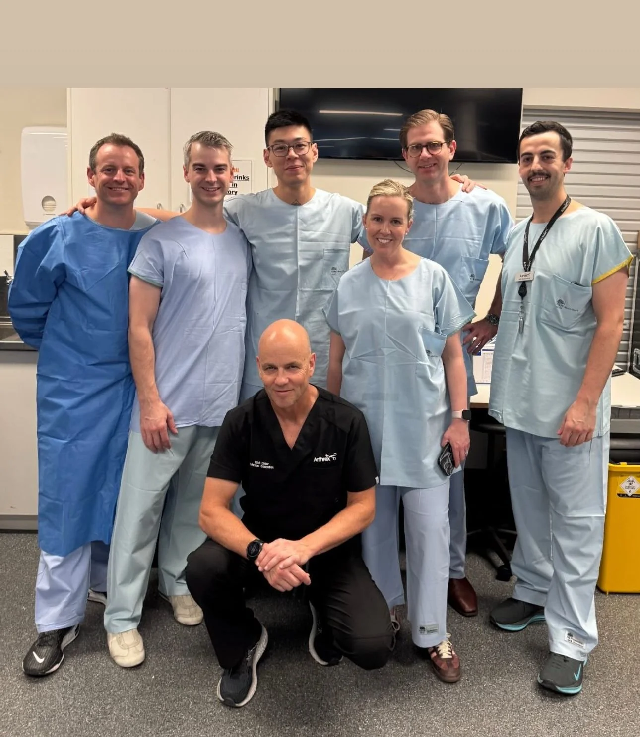 Foot and ankle surgeon Dr Adrian Talia teaching ankle ligament reconstruction course Sydney