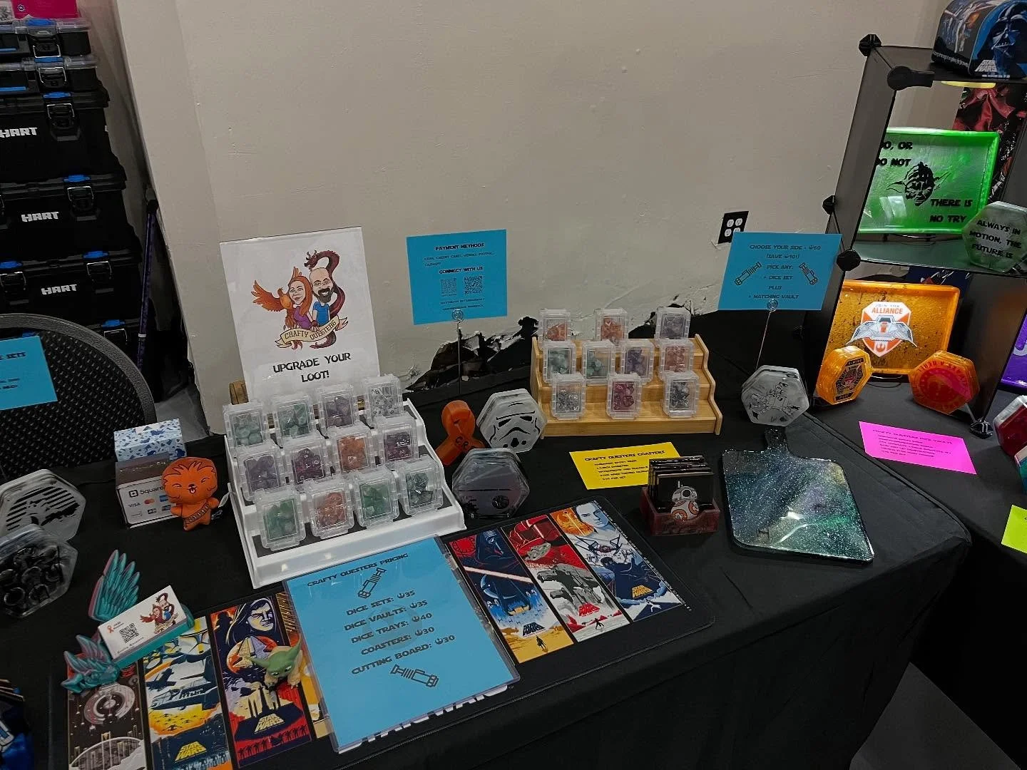 What a day! Thank you so much to everyone who stopped by our table at the market today. Whether you picked up a set of dice, chatted about resin art, or just geeked out over shiny things with us, you made our day brighter.

We&rsquo;re incredibly gra