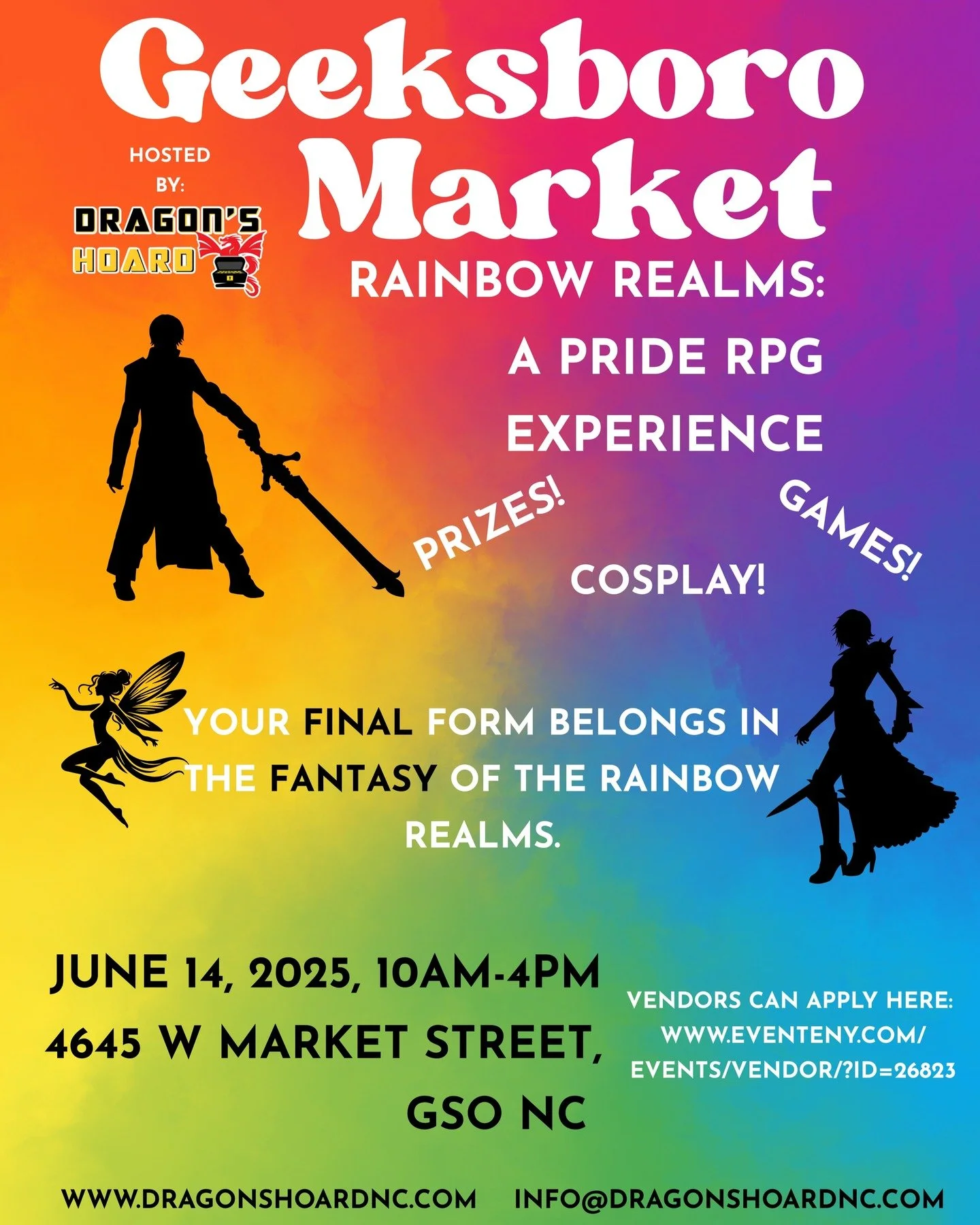 🌈✨ Exciting News, Adventurers! ✨🌈

We&rsquo;re thrilled to announce that Crafty Questers will be at @dragonshoardnc Geeksboro&rsquo;s Rainbow Realms Market on Saturday, June 14th from 10 AM to 4 PM! This event is all about celebrating the magic of 