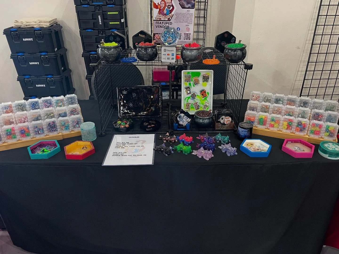 🎲 Totally Rad Market Day! 🎲

Crafty Questers is bringing the 80s vibes to Geeksboro Market @dragonshoardnc TODAY from 10 AM to 4 PM! Think bright colors, bold designs, and dice sets that&rsquo;ll make you feel like you just stepped out of a neon-li