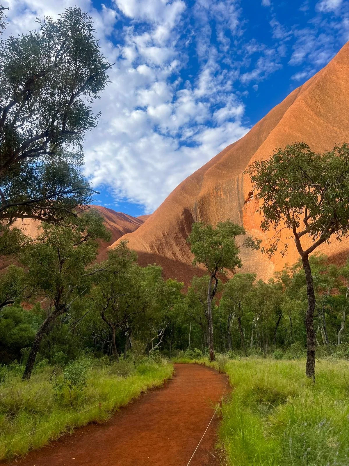 Kuniya walk to Muṯitjulu Waterhole, red valleys, rocks, greenery, trees