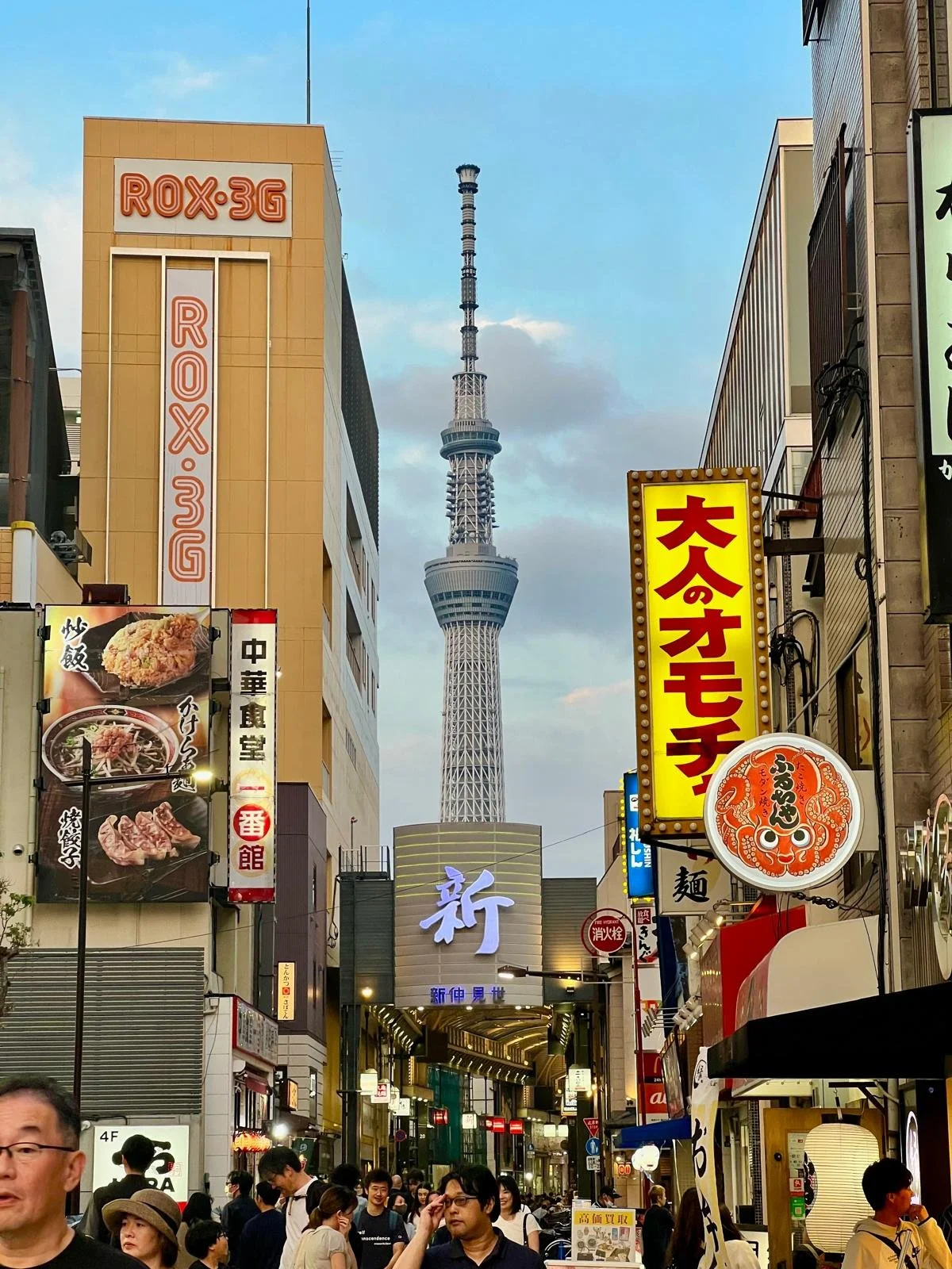 Roaming the streets of Tokyo, Japan with a lovely view of tokyo sky tree in the backdrop