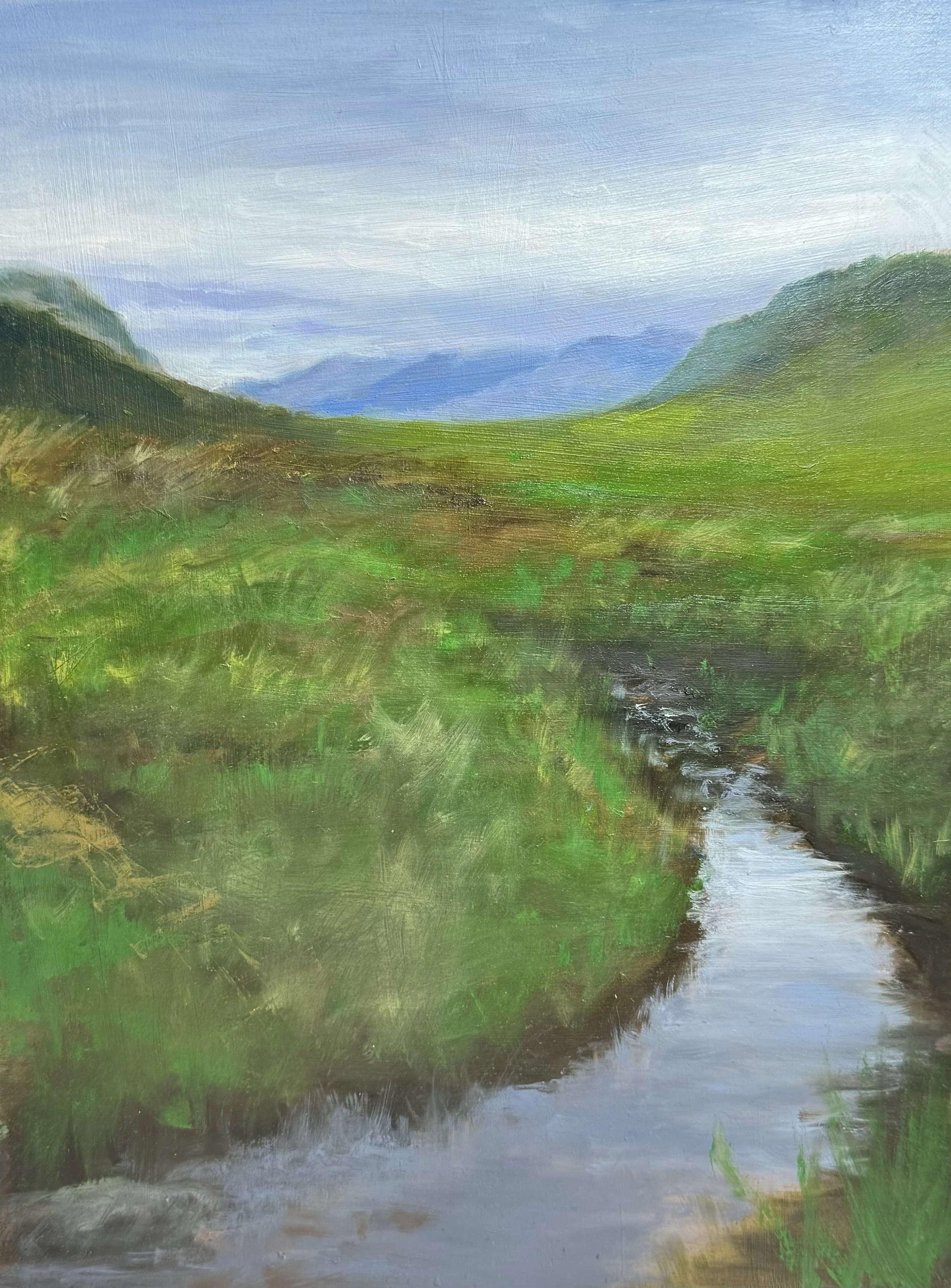 "Glencoe Valley Stream", 2023. Oil on panel - 8 x 10 in.
