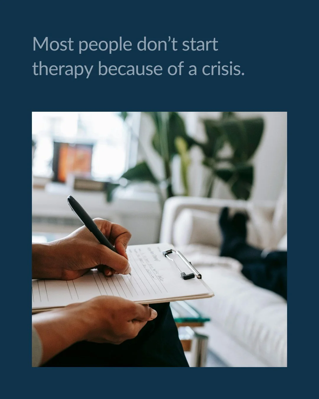 Most people don&rsquo;t start therapy because of a crisis.

Often, it&rsquo;s because things sitting under the surface start to come out in ways you&rsquo;re not proud of. Shorter patience. Stronger reactions. Patterns you want to change.

A lot of h