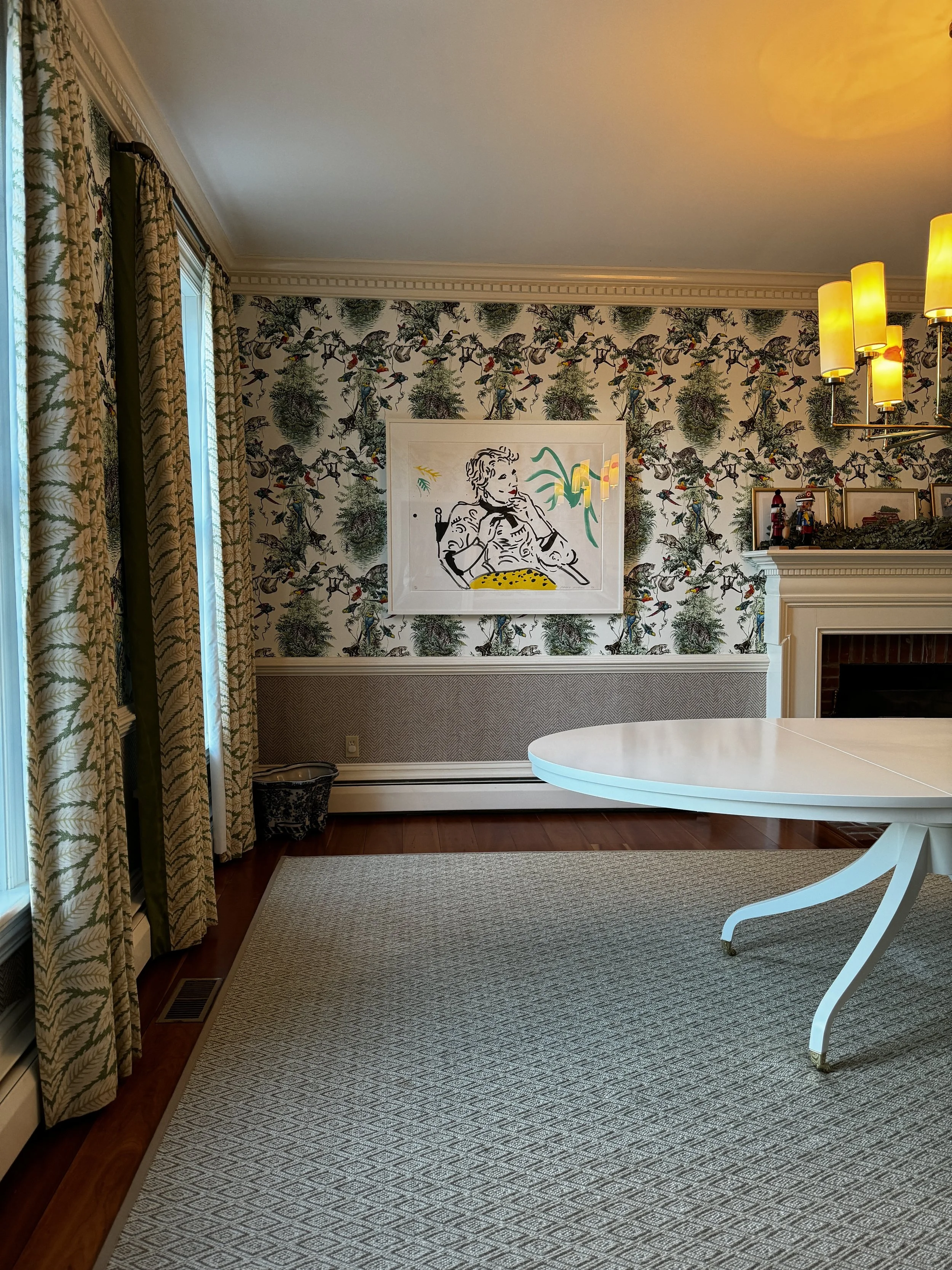 Custom designed and handmade classic painted maple table, provides an elegant setting