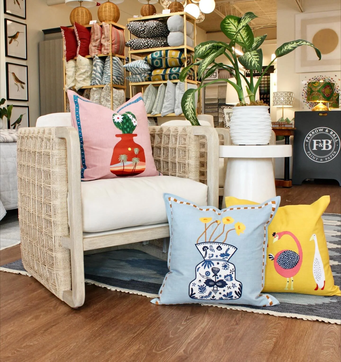 Can we talk about how fun these @neemcrafts pillows are?! 😍 Available in-store&mdash;check out these and more!