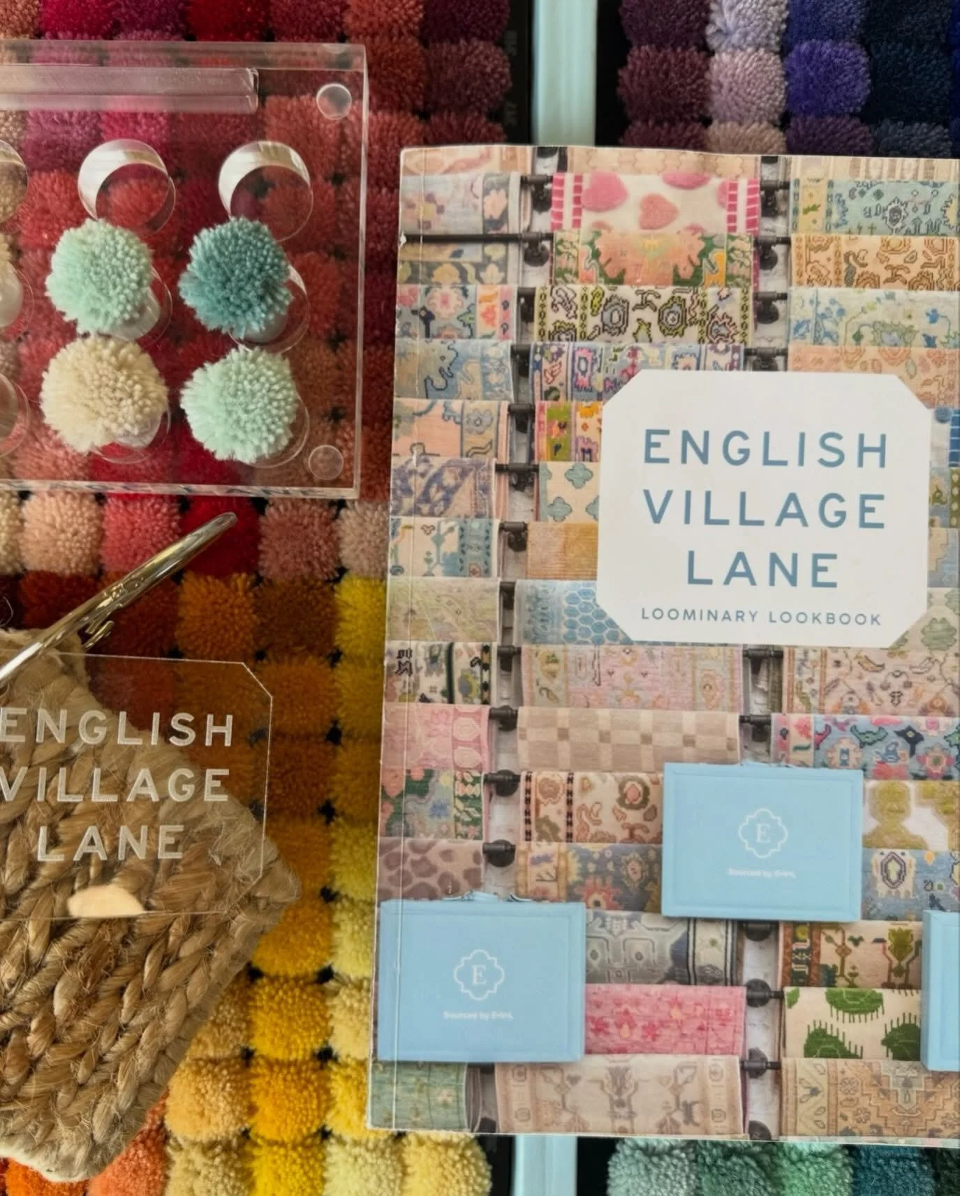 NEW 🚨 English Village Lane rugs in-store! Quality craftsmanship and original designs in oushak, flatweave, jute &amp; more. PLUS: customize the colors to match paint, wallpaper, furniture, decor and more&mdash;the poms are all of their color offerin