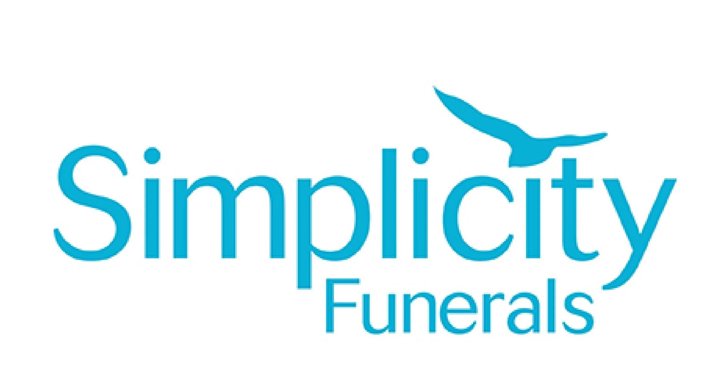 Simplicity funeral home logo with a blue bird flying above the text.