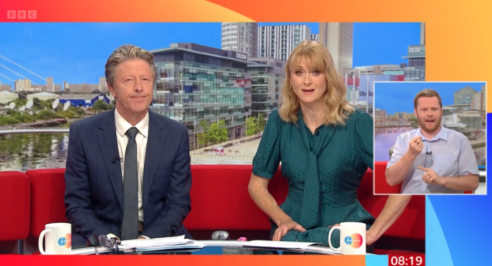 United Kingdom BBC - News show with ASL interpreter on the right of the screen