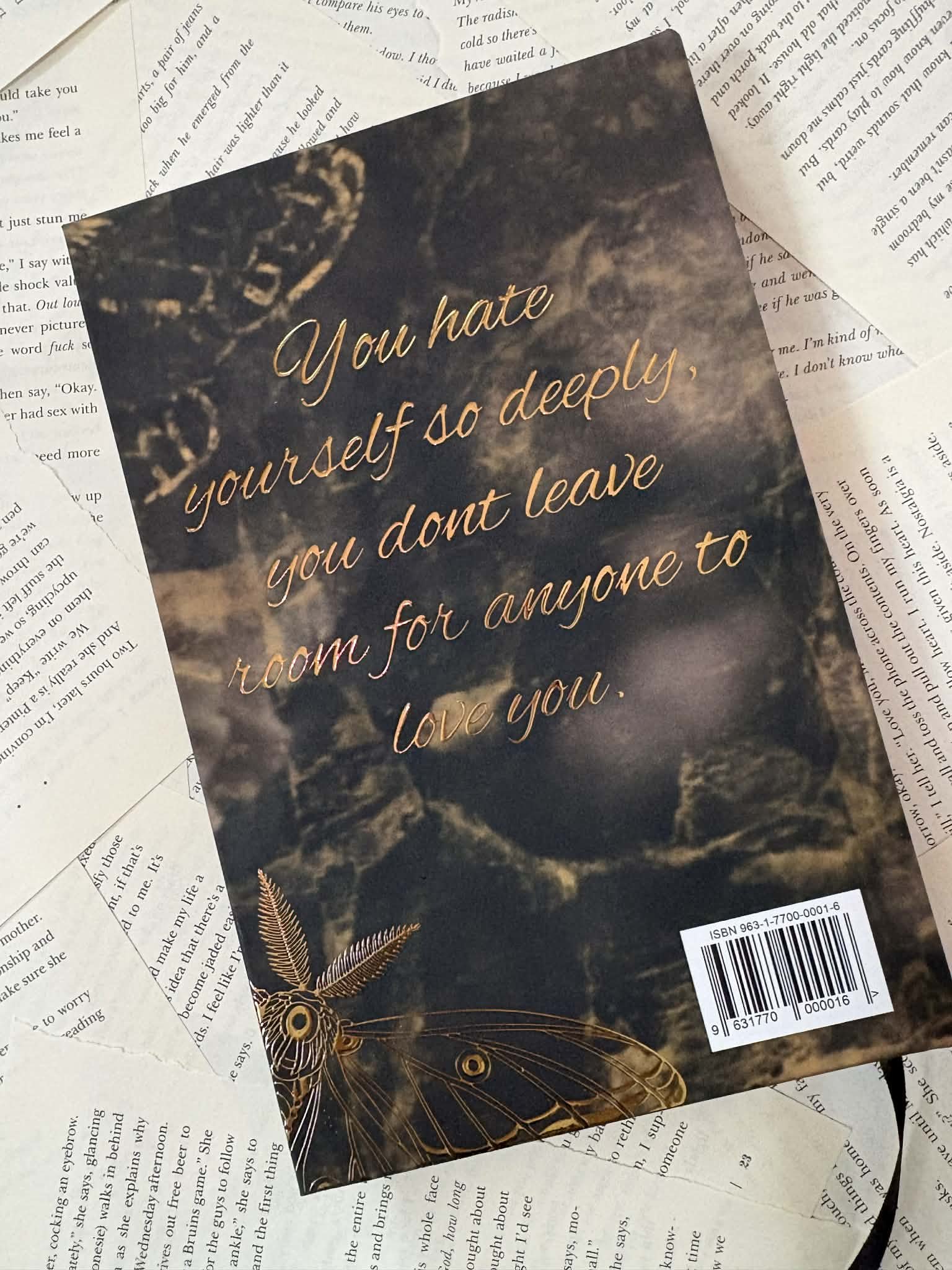 Somewhere in the Dark special edition custom end pages — interior quote page from O.D Emma's enemies to lovers romantic tragedy