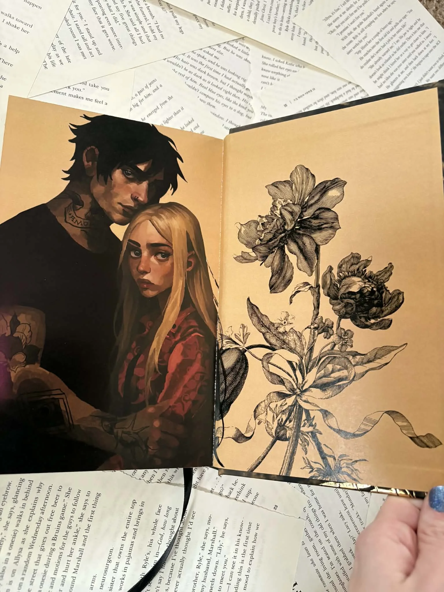 Somewhere in the Dark special edition interior art — Nova and love interest, enemies to lovers romantic tragedy by O.D Emma